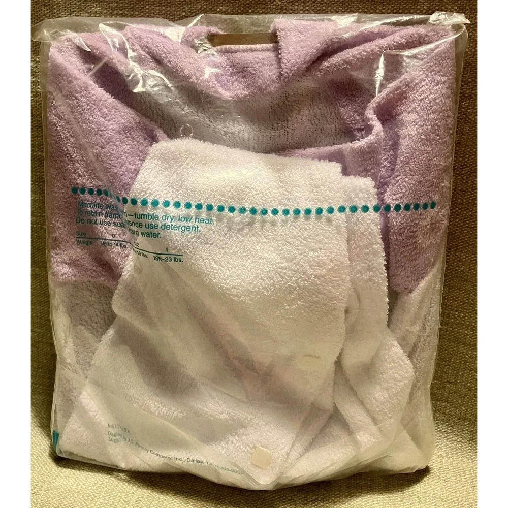 Vintage Toddletime JCPenney Terry Sleeper Cat Ice Cream White Purple 3 Mos NOS